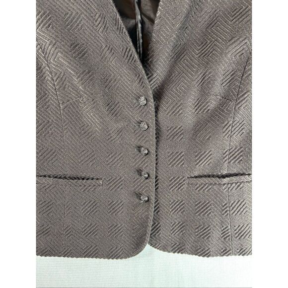 Talbots Dark Brown Queen Ann Jewel Neckline Blazer Wool Blend Preppy 10 - Picture 5 of 13